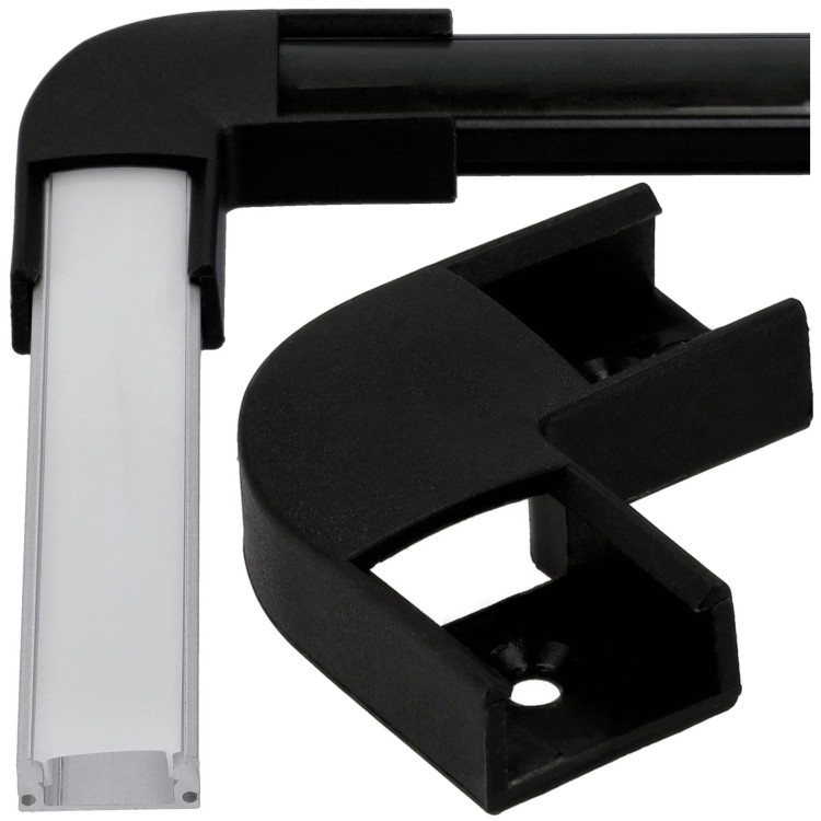 Złączka kątowa czarna do profilu LED