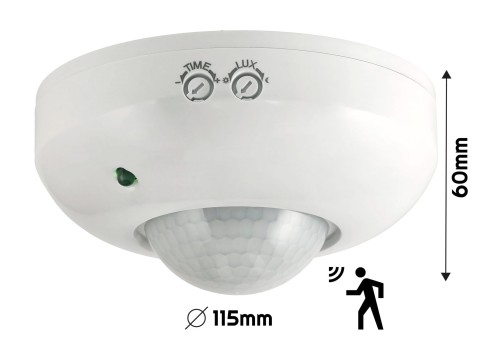 Czujnik ruchu sufitowy na podczerwień 300W 360° biały