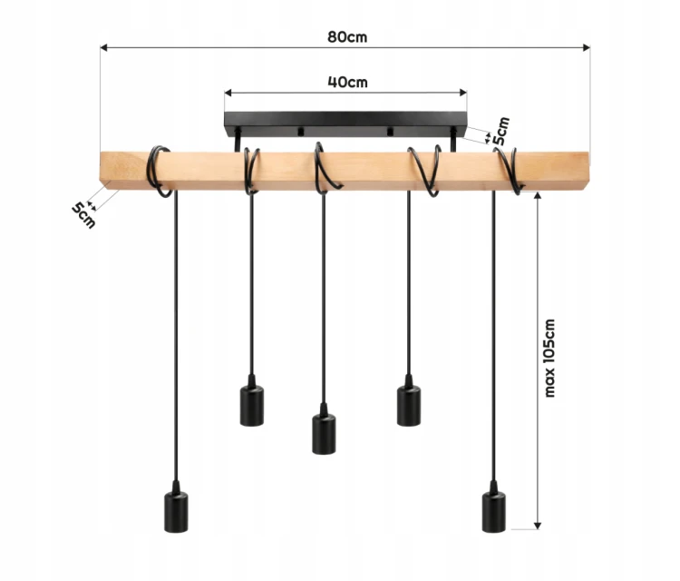 Lampa sufitowa wisząca LED 5x E27 Loft