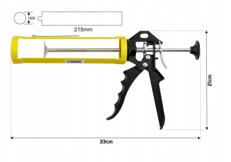 Pistolet do silikonu, kleju mas w tubie ALUMINIOWY