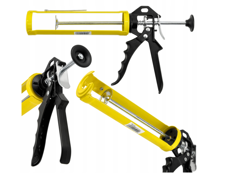 Pistolet do silikonu, kleju mas w tubie ALUMINIOWY