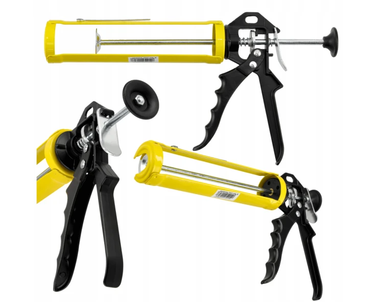 Pistolet do silikonu, kleju mas w tubie ALUMINIOWY