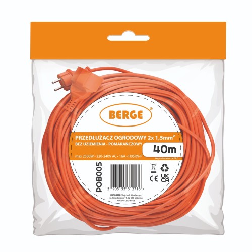 Przedłużacz 40m Uniwersalny Długi 230V 2x1,5mm2 13A 2000W