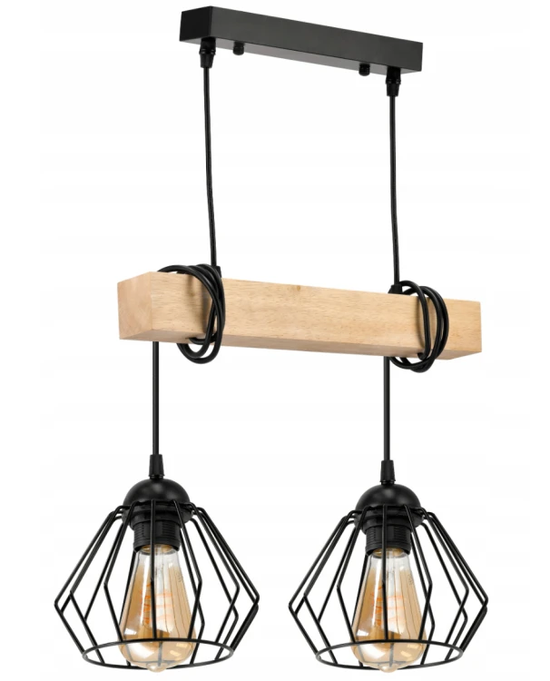 Lampa sufitowa wisząca LED 2xE27 - brylant czarny