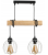 Lampa sufitowa wisząca LED drewniana belka 2xE27 Żyrandol Kula Druciana