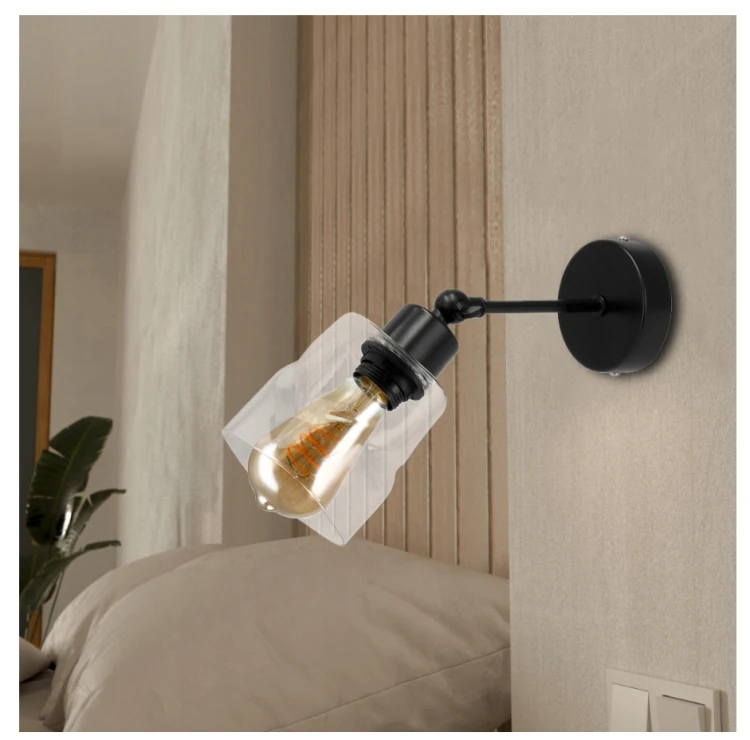 Szklana lampa sufitowa Kinkiet LED 1xE27 zwijany kwadrat przeźroczysty