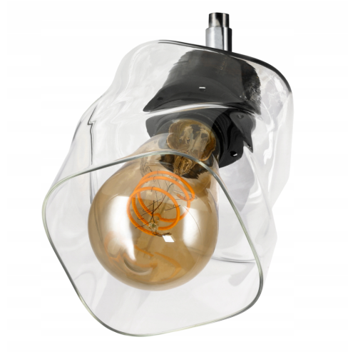 Szklana lampa sufitowa Kinkiet LED 1xE27 zwijany kwadrat przeźroczysty
