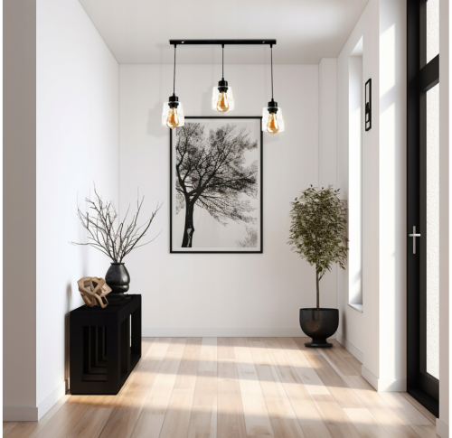 Lampa wisząca sufitowa LED 3xE27 zwijany kwadrat przeźroczysty