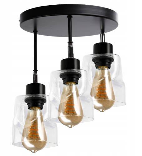 Lampa sufitowa wisząca LED 3xE27 zwijany kwadrat przeźroczysty