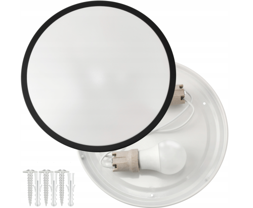 Lampa sufitowa okrągła czarna natynkowa N/T 2x E27