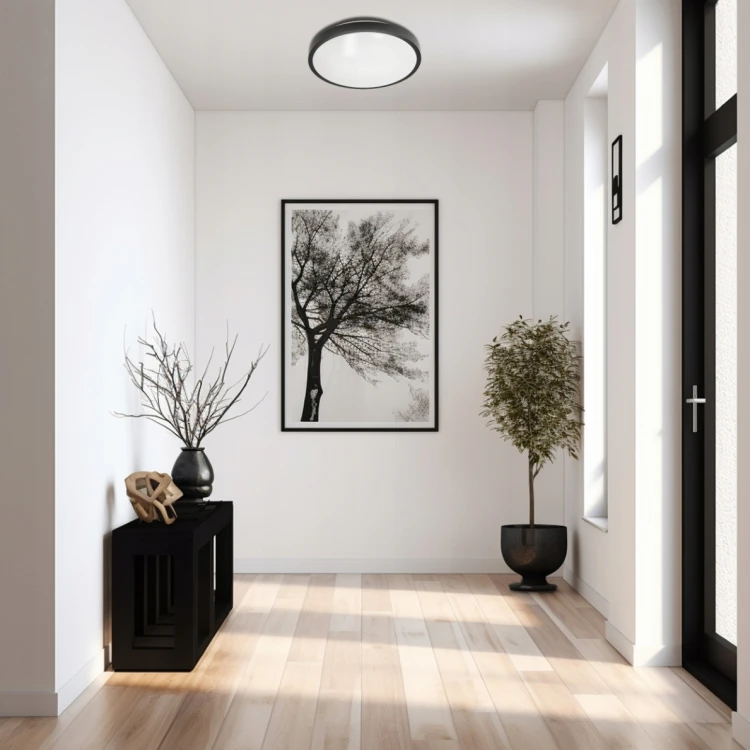 Lampa sufitowa okrągła czarna natynkowa N/T 2x E27