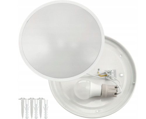 Lampa sufitowa okrągła biały natynkowy N/T 2x E27 + 2x żarówka LED