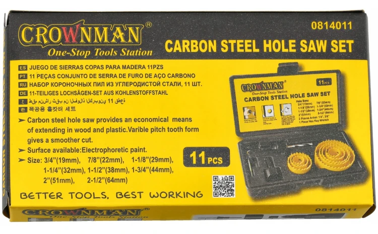 Otwornica do drewna karbonowana z adapterem Zestaw 11 + Pudełko