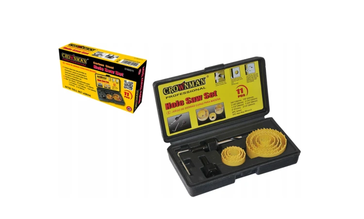 Otwornica do drewna karbonowana z adapterem Zestaw 11 + Pudełko