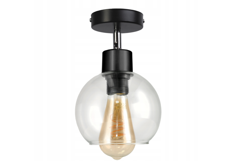 Lampa sufitowa kinkiet LED E27 do salonu szklana kula przeźroczysta