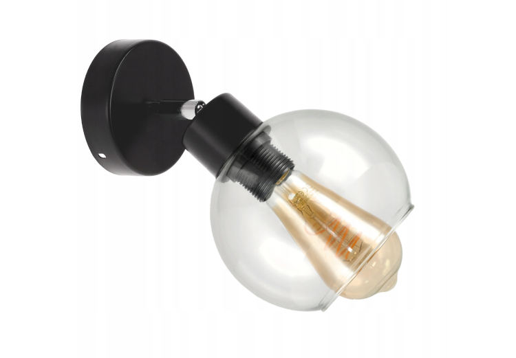 Lampa sufitowa kinkiet LED E27 do salonu szklana kula przeźroczysta