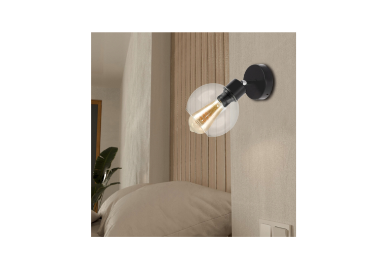 Lampa sufitowa kinkiet LED E27 do salonu szklana kula przeźroczysta
