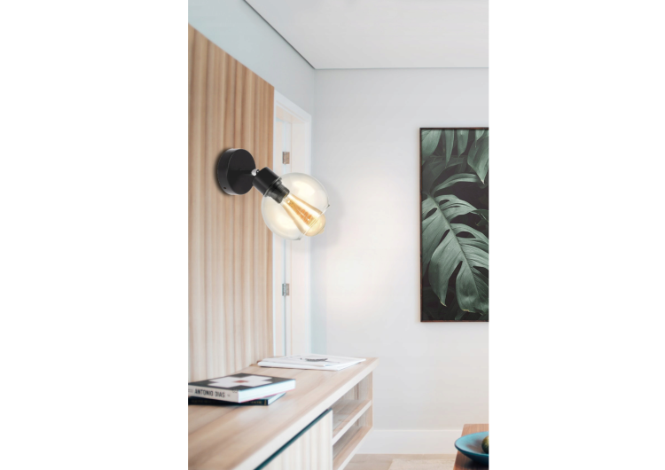 Lampa sufitowa kinkiet LED E27 do salonu szklana kula przeźroczysta