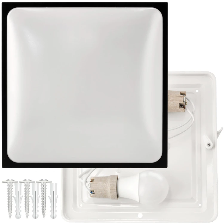 Plafon LED 2xE27 kwadratowy czarny z żarówkami LED - Zestaw