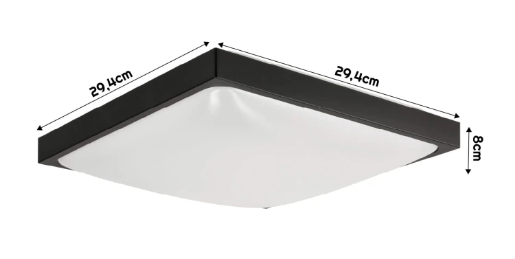 Plafon LED 2xE27 kwadratowy czarny z żarówkami LED - Zestaw