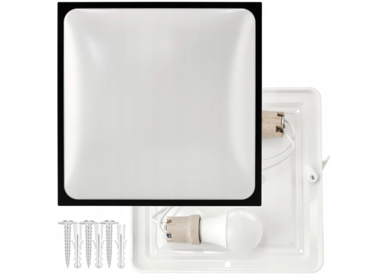 Plafon LED 2xE27 kwadratowy czarny z żarówkami LED - Zestaw