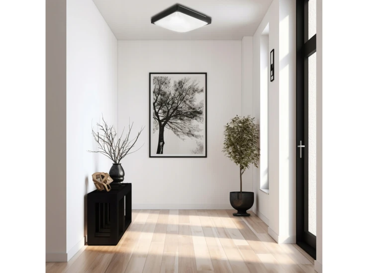 Plafon LED 2xE27 kwadratowy czarny z żarówkami LED - Zestaw