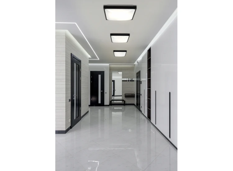 Plafon LED 2xE27 kwadratowy czarny z żarówkami LED - Zestaw