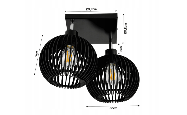 Lampa Sufitowa LED Żyrandol Drewniany Do Pokoju 2xE27 Drewniana