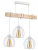 Lampa sufitowa wisząca LED drewniana belka 3xE27 Kula druciana - biała