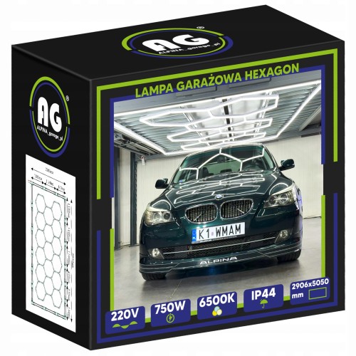 Lampa sufitowa LED Hexagon IP44 - 750W - 110 lm/W - 290 x 505cm - barwa zimna