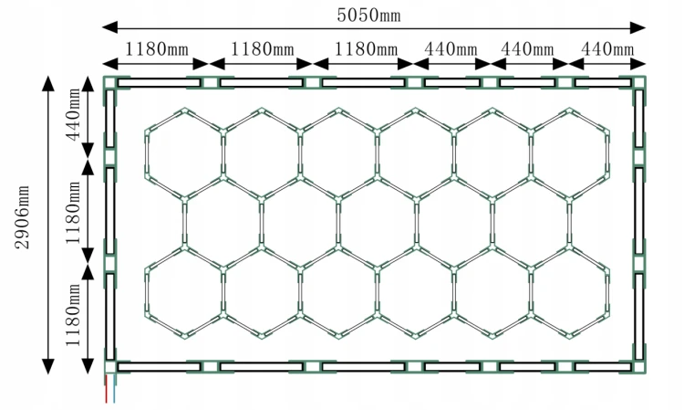 Lampa sufitowa LED Hexagon IP44 - 750W - 110 lm/W - 290 x 505cm - barwa zimna