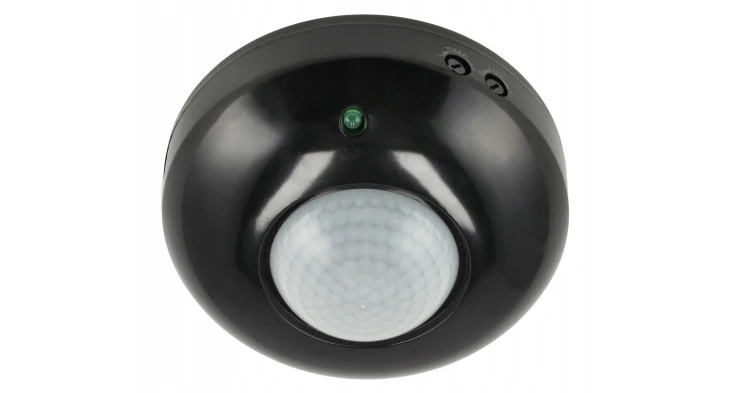 Czujnik ruchu LED PIR 360° regulowany - czarny