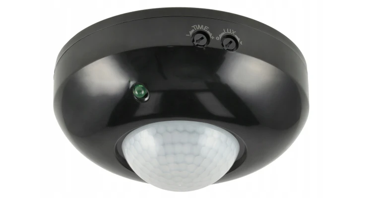 Czujnik ruchu LED PIR 360° regulowany - czarny