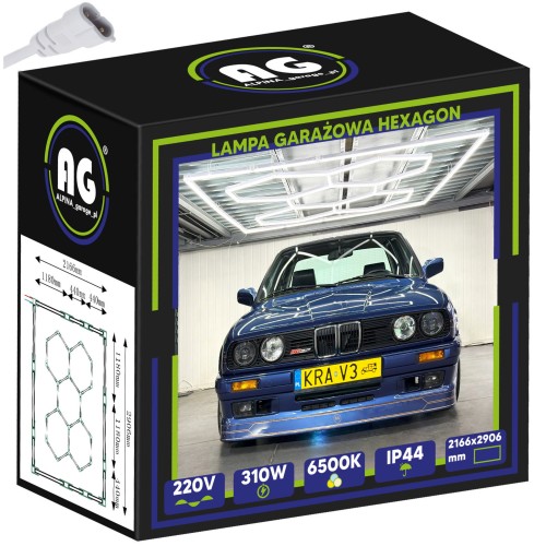 Lampa sufitowa LED Hexagon IP44 - 310W - 110 lm/W - 216 x 290cm - barwa zimna