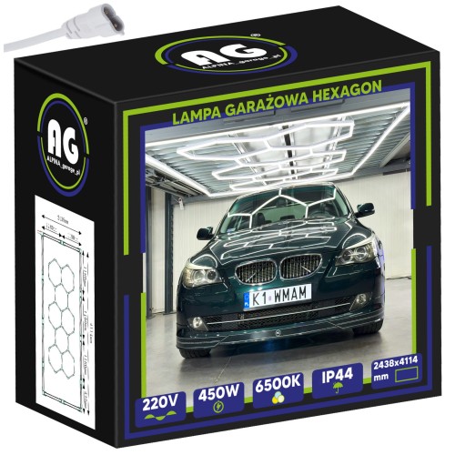 Lampa sufitowa LED Hexagon IP44 - 450W - 110 lm/W - 243 x 411cm - barwa zimna