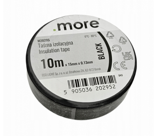 Taśma izolacyjna PVC czarna 15mmx0,13mm - 10m