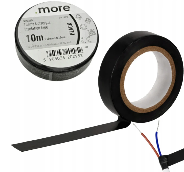 10x Taśma izolacyjna PVC czarna 15mmx0,13mm - 10m