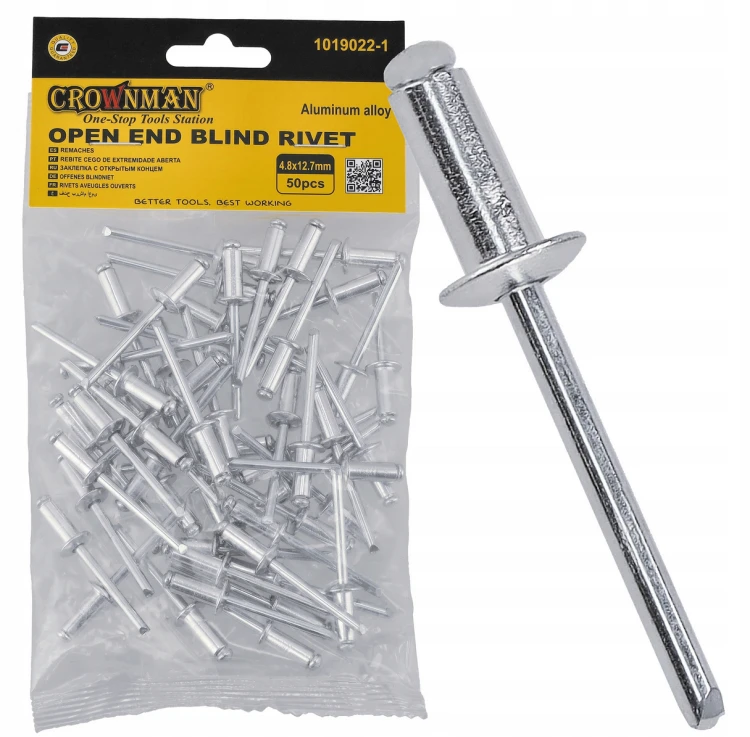 Nity zrywalne aluminiowe 4,8x12.7mm zestaw 50sztuk