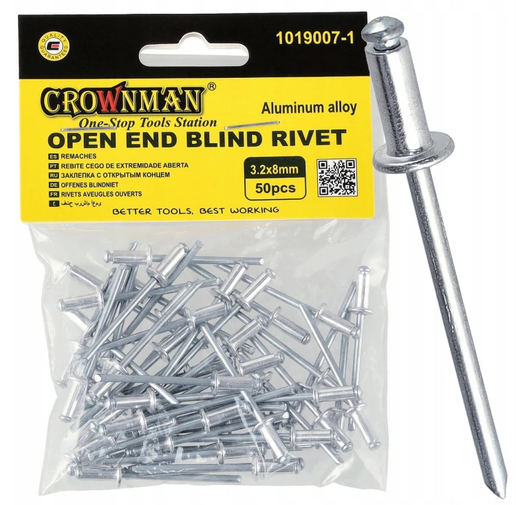 Nity zrywalne aluminiowe 3.2x8mm zestaw 50sztuk