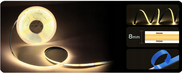 Taśma LED COB Neon 12V - 480D - 9W/m -IP20 - 50m - barwa neutralna