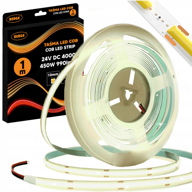 Taśma LED COB Neon 24V - 480D - 9W/m -IP20 - 990lm - 1m - barwa neutralna