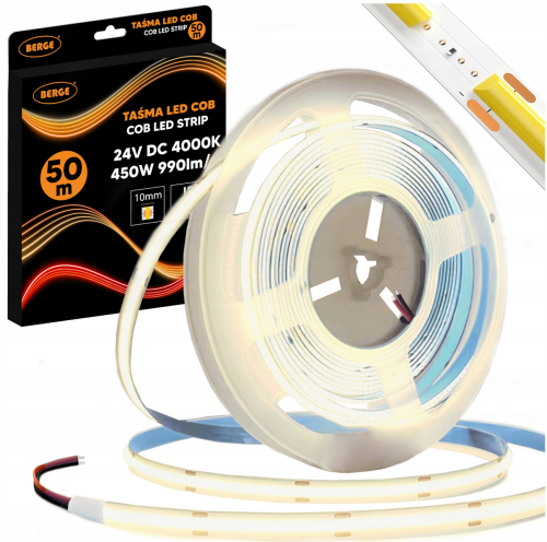 Taśma LED COB Neon 24V - 480D - 9W/m -IP20 - 990lm - 50m - barwa neutralna