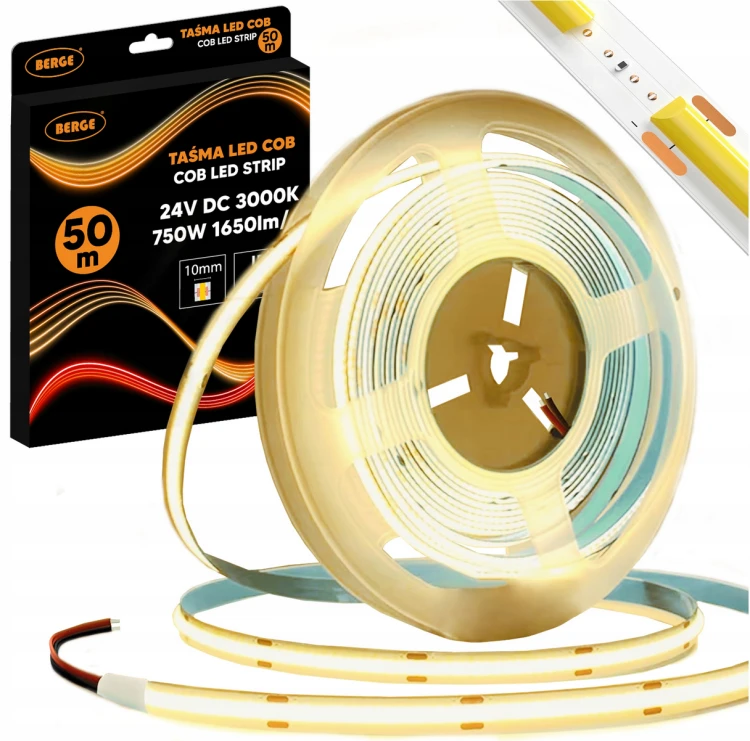 Taśma LED COB Neon 24V - 528D - 15W/m -IP20 - 50m - 1650lm - barwa ciepła
