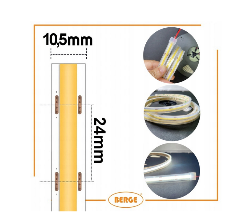 Taśma LED COB Neon 12V - 480D - 9W/m -IP67 - 990lm - 5m - barwa neutralna