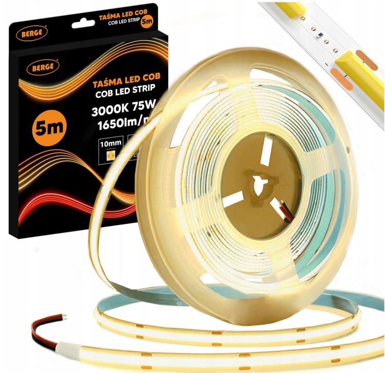 Taśma LED COB Neon 12V - 528D - 15W/m -IP20 - 5m - 1650lm - barwa ciepła