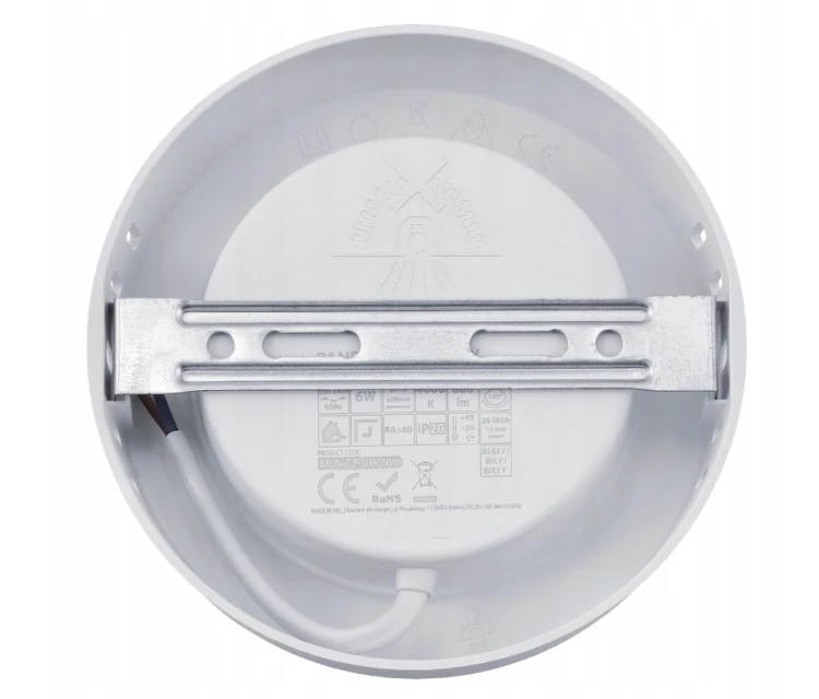 Panel LED natynkowy okrągły 6W - 660lm - barwa neutralna