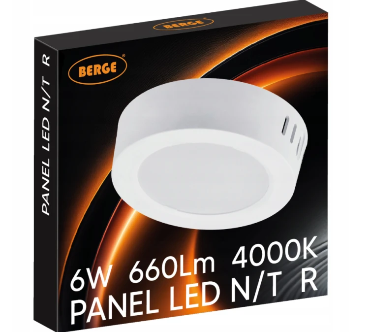 Panel LED natynkowy okrągły 6W - 660lm - barwa neutralna