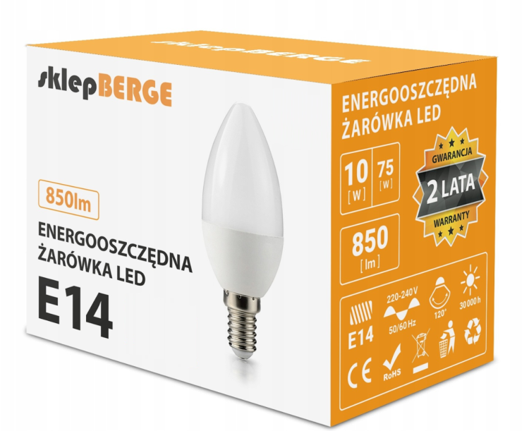 Żarówka LED E14 - C37 - 10W - 850lm - barwa neutralna