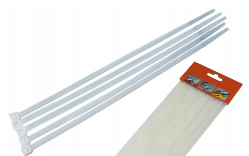 Opaska zaciskowa nylonowa 7,6x400mm biała - 100sztuk