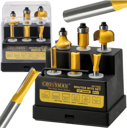 Zestaw 6sztuk frezów prostych do drewna 6,3mm